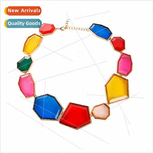 creative irregular geometric transparent resin necklace Euro