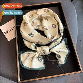 New letter warm small silk scarf women 2021 fall winter neck