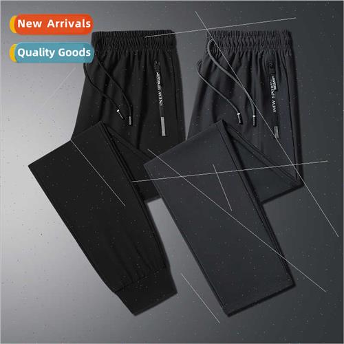 Work summer ice silk pants men women drawstring sweatpants h