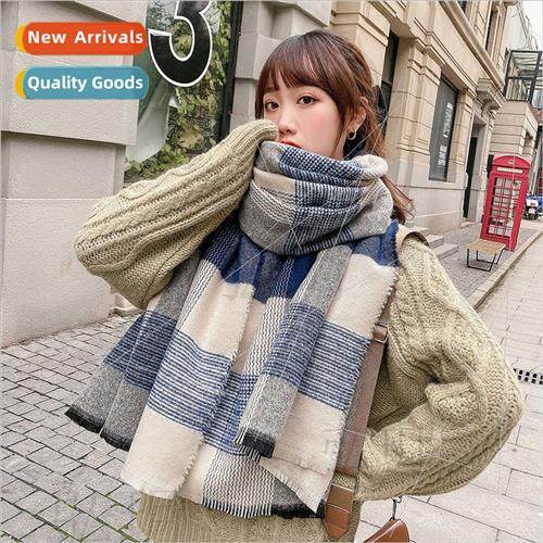 2020 fall winter new large plaid blue z family scarf scarf t