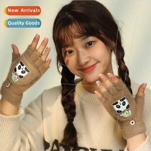 Gloves female fall winter plush cute cozy skin-friendly girl