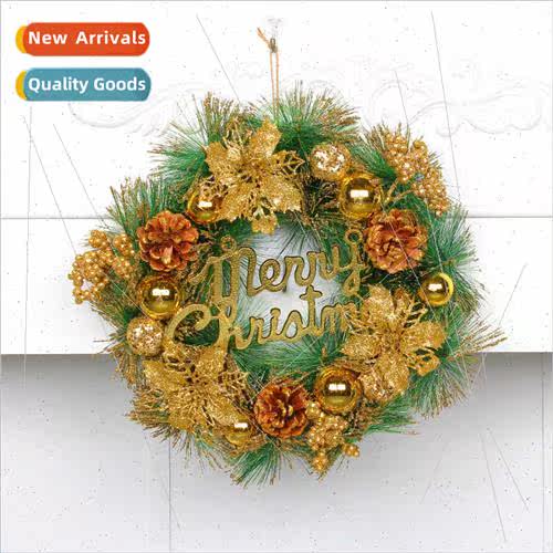 Gold Christmas Flower Rattan Wreath Door Decorations Hotel C