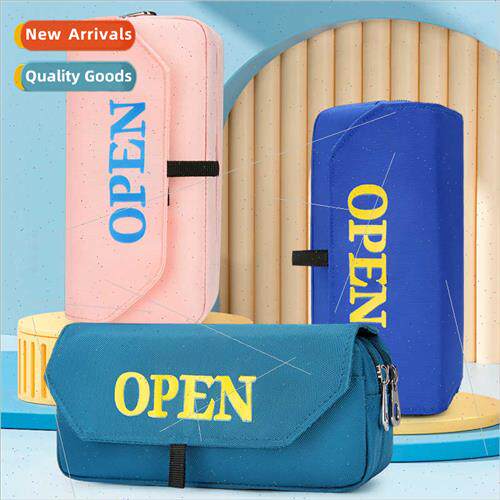 New pen pouch simple solid color multifunctional portable la