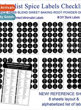 Spice Jar Labels 192 Black Spice Labels WaterproOil Resistan