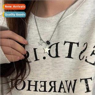 star pentagram steel Chinese neckl tanium y2k bead New round