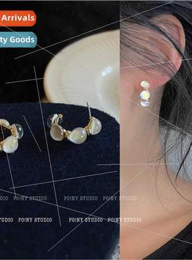 Earrings Korea mermaid  ins curved stud earrings simple C-sh