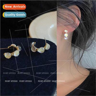 Earrings Korea mermaid  ins curved stud earrings simple C-sh