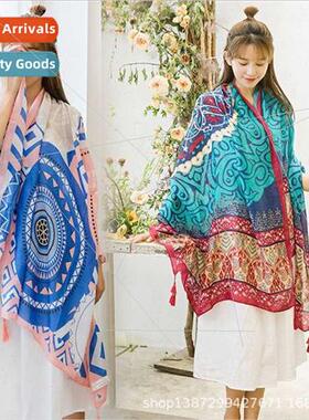 2023 Spring Autumn  bohemian TR twill cotton ethnic scarf fe