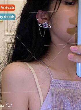 Purple love Saturn gemstone super flash earrings female summ