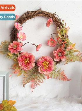 Peony Wreath Door Wall Decoration Hanging Ring Home DIY Weav