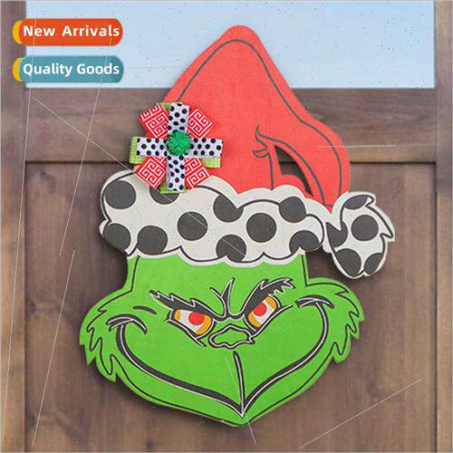 Grinch Head Black Whe Grid - 2-1PCS Front Door Decorative Wr