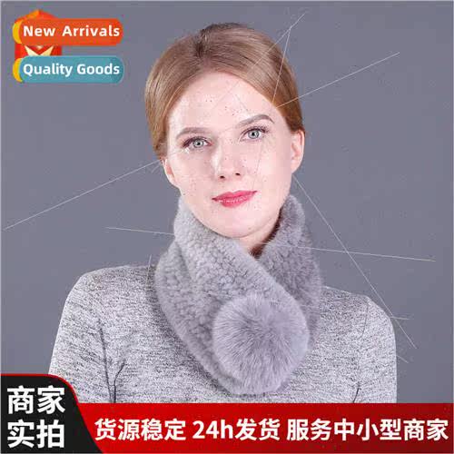 Winter new warm women mink hair scarf braided fox hair ball