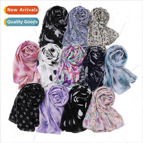 Modern Dot #189-200 Pearl Chiffon Printed Scarf Malay Long S
