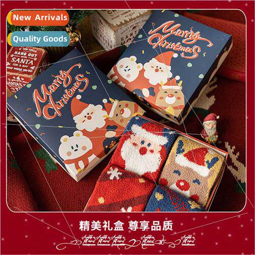 Coral Velvet Christmas Socks Women Autumn Winter Double ded