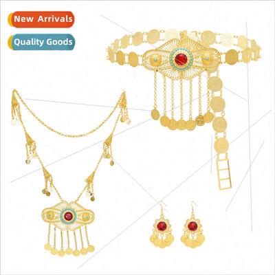Europe micro-set gemstone waist chain set vintage gold-plate