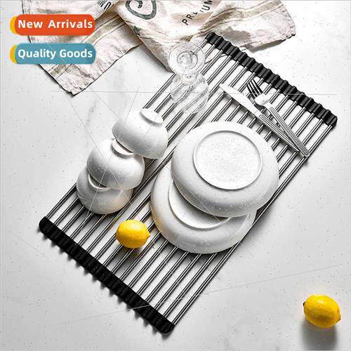 Kchen Dish Drainer licone Stainless Steel Foldable Dish Drai