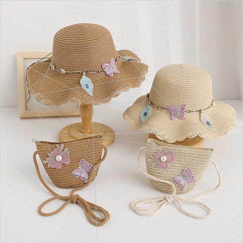 Summer children straw hat flower sun hat cute super cute chi