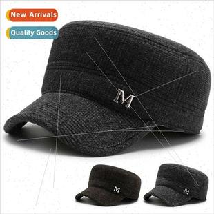tweed men middle cap flat warm thickened winter hat Elderly