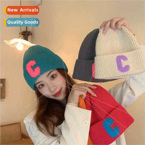 simple large C letters wool hat fall cap female new ageing w
