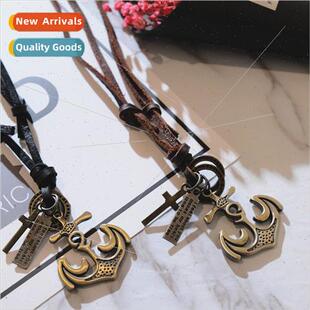 Jewellery Cowhide Alloy Necklace Pendant Fashion Anchor Pend