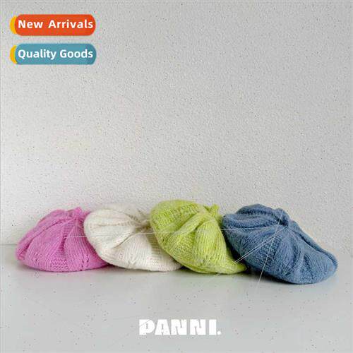Children wool beret autumn  girls knted hat Korean fall wint