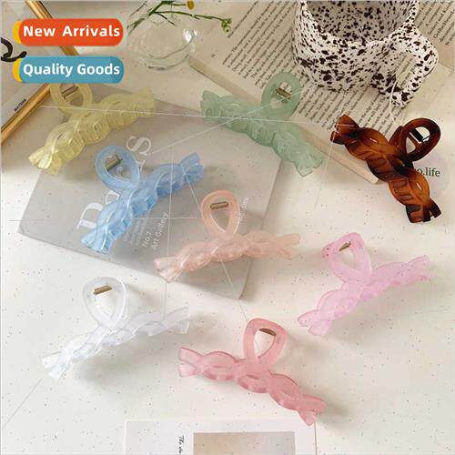 Candy Color Transparent Hair Clip Back Head Grab Clip Female
