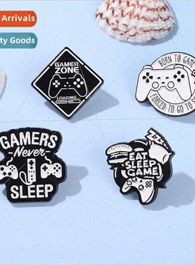 Jewelry letters brooch creative black whe retro gamepad mode