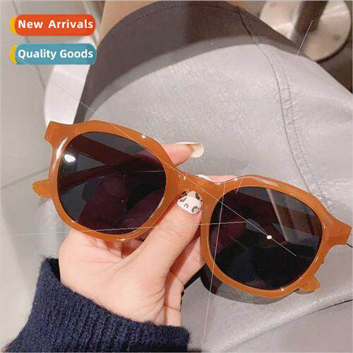 2021 tide retro girls caramel color frame sunglasses ins sun