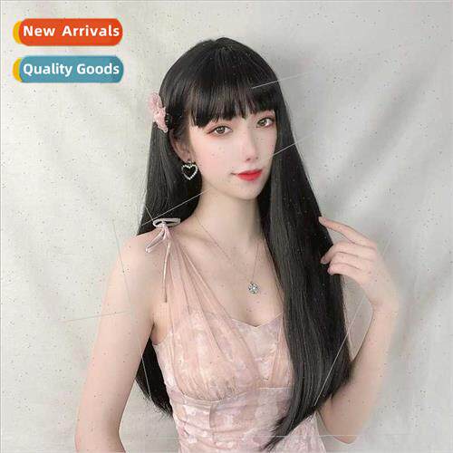 Europe wig women long air bangs chemical fiber full head set