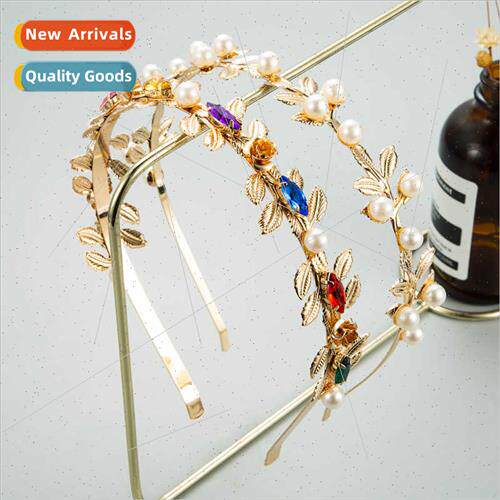 Ba Feng fashion metal leaves flowers pearl hair band Europe