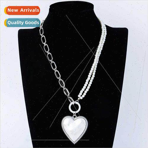 New heart pearl necklace Europe ladies jewelry retro simple