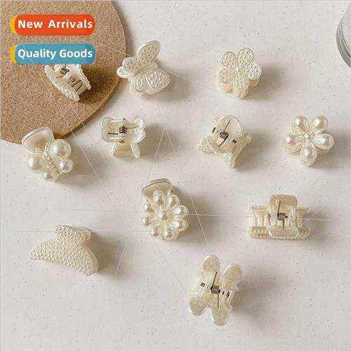 Vintage French small size pearl hair clips grab clip female