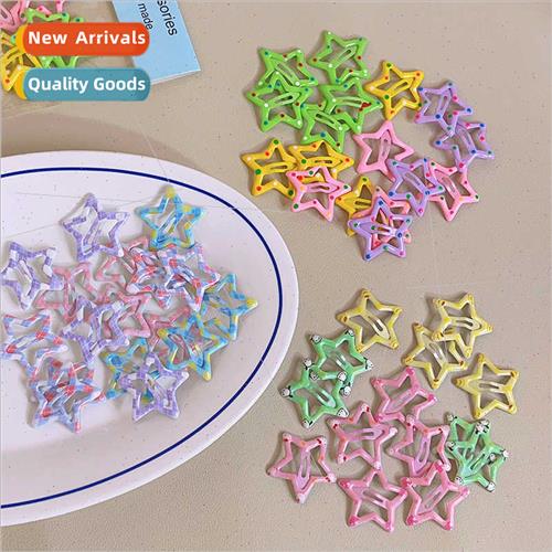 Color Polka Dot Pentagram Hair Clip Dot Star BB Clip de Clip
