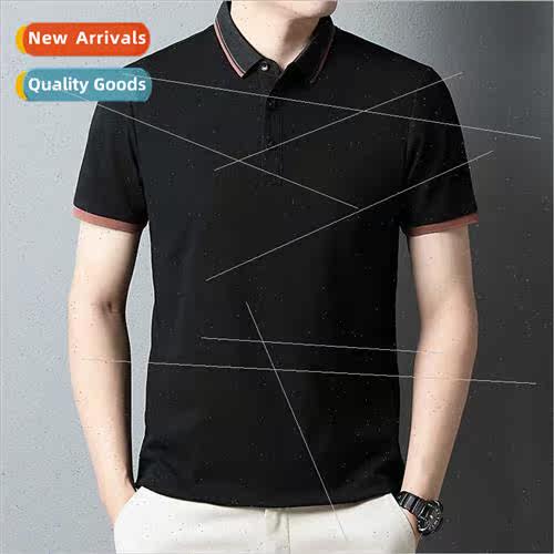 summer new T men fashion shoulder badge striped splicing col