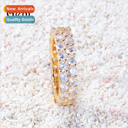 fashion double rows zirconia ring men women ring couple jewe
