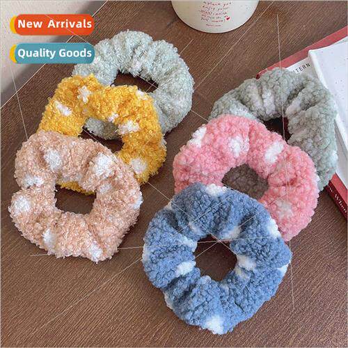 Plush sausage hair bands fall winter new polka dot fluffy hi