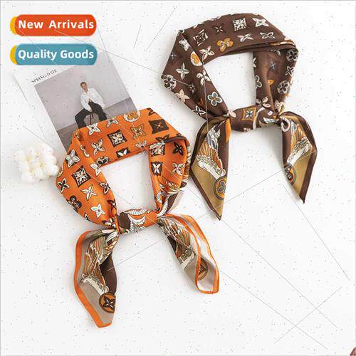 Botanical flowers printed small square scarf female elegant
