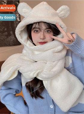 2021 new Korean  warm neck threePCS set one thickened cold s