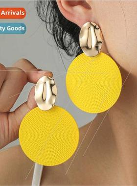 Europe round large earrings spray-painted fashion metal geom
