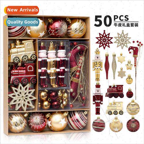 Christmas decorations 50pcs burgundy gold painted Christmas