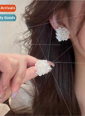 Koreas925 spring summer new whe cracked flowers earrings fem