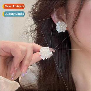 Koreas925 spring summer new whe cracked flowers earrings fem