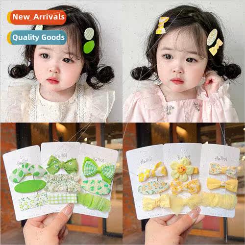 3 sets early spring Korean  children hair clips green side b