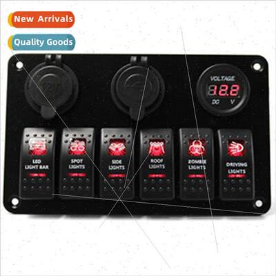 6-hole boat swch + 3-hole cigarette lighter combination alum