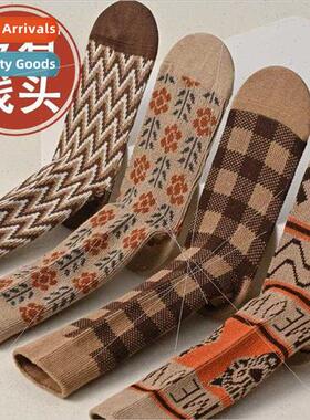 Socks women fall winter wh small leather shoes curry color s