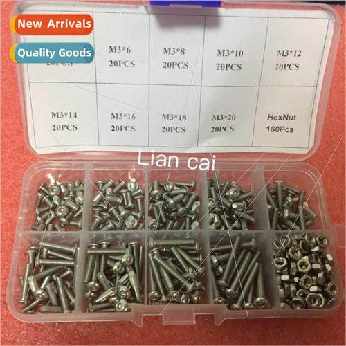 340PCS M3 A2 Stainless Round Head Hexagon Socket Head Bolt w