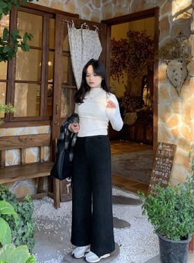 PERRY自制小个子九分加绒宽松阔腿裤小码150xxs