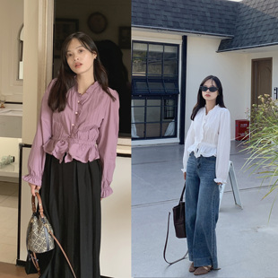 PERRY自制小个子全棉 收腰衬衫小码150xxs