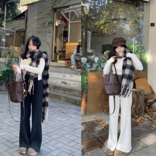 PERRY自制小个子微喇加绒阔腿裤