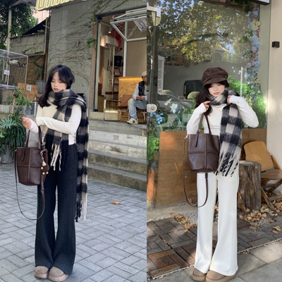 PERRY自制小个子微喇加绒阔腿裤